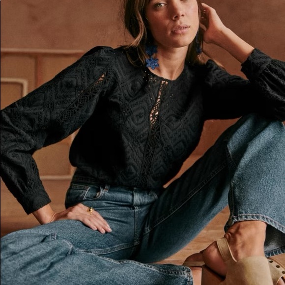 Sezane Tops - Sezane Scarlett blouse - black lace